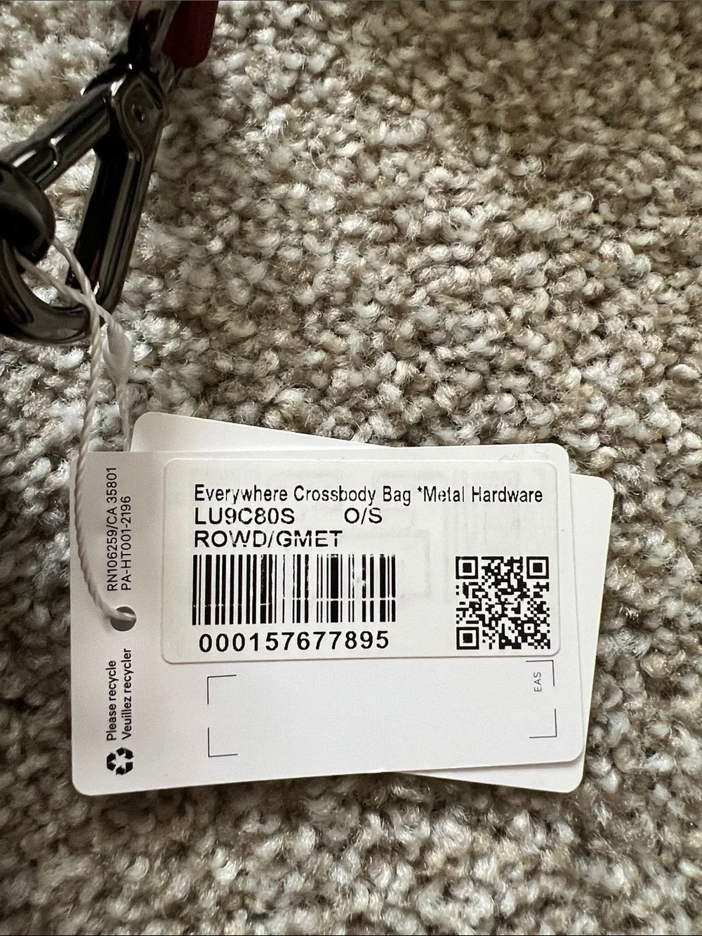 NWT Lululemon Everywhere Crossbody bag with gunmetal hardware